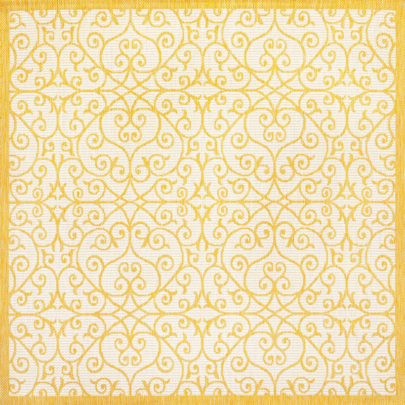 Madrid Vintage Filigree Textured Weave Indoor/outdoor Square Rug
