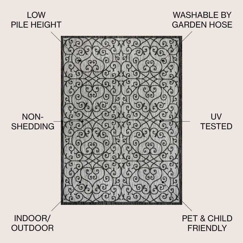 Madrid Vintage Filigree Textured Weave Indoor/outdoor Area Rug