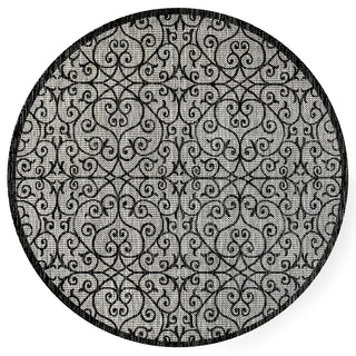 Madrid Vintage Filigree Textured Weave Indoor/outdoor Round Rug
