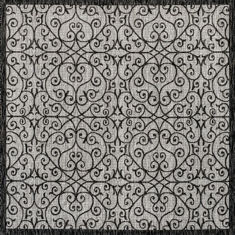 Madrid Vintage Filigree Textured Weave Indoor/outdoor Square Rug