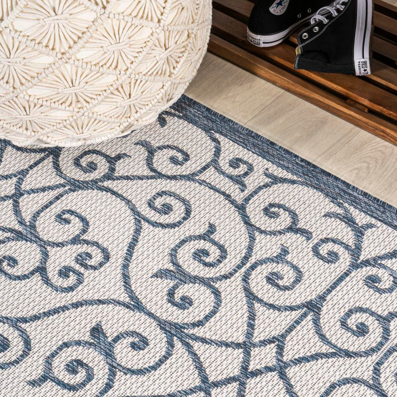 Madrid Vintage Filigree Textured Weave Indoor/outdoor Runner Rug