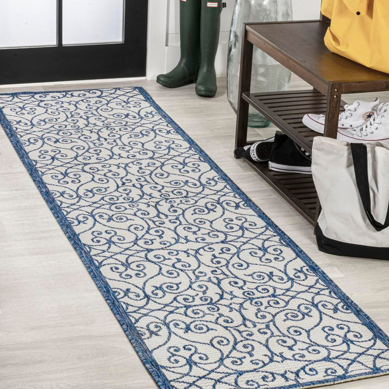 Madrid Vintage Filigree Textured Weave Indoor/outdoor Runner Rug