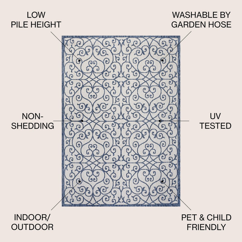 Madrid Vintage Filigree Textured Weave Indoor/outdoor Area Rug
