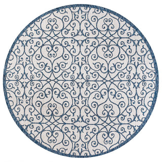 Madrid Vintage Filigree Textured Weave Indoor/outdoor Round Rug
