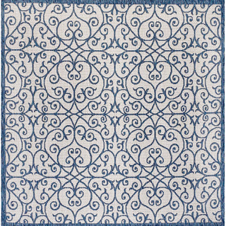 Madrid Vintage Filigree Textured Weave Indoor/outdoor Square Rug