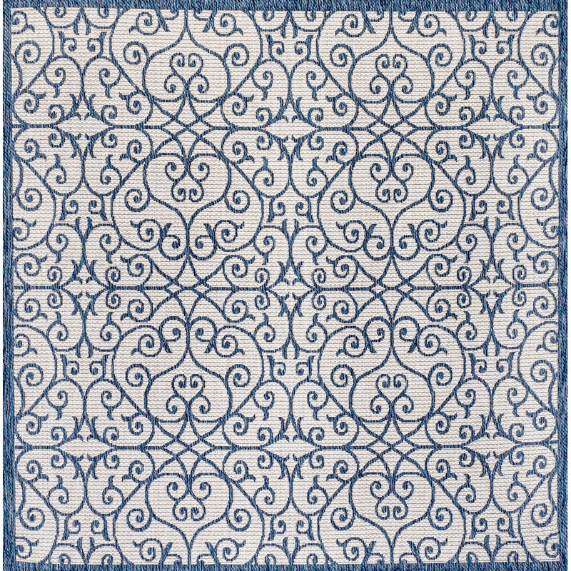 Madrid Vintage Filigree Textured Weave Indoor/outdoor Square Rug
