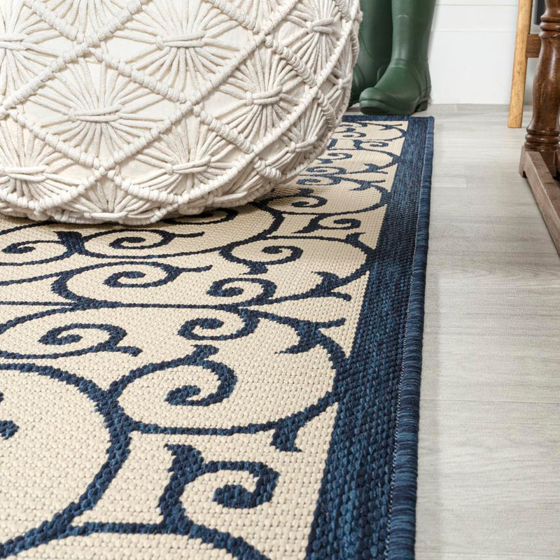 Madrid Vintage Filigree Textured Weave Indoor/outdoor Runner Rug
