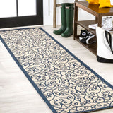 Madrid Vintage Filigree Textured Weave Indoor/outdoor Runner Rug