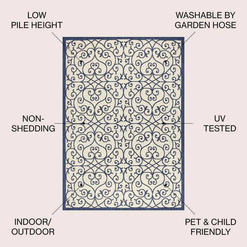 Madrid Vintage Filigree Textured Weave Indoor/outdoor Area Rug