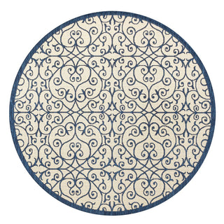 Madrid Vintage Filigree Textured Weave Indoor/outdoor Round Rug