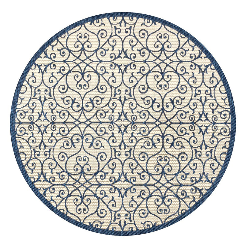 Madrid Vintage Filigree Textured Weave Indoor/outdoor Round Rug