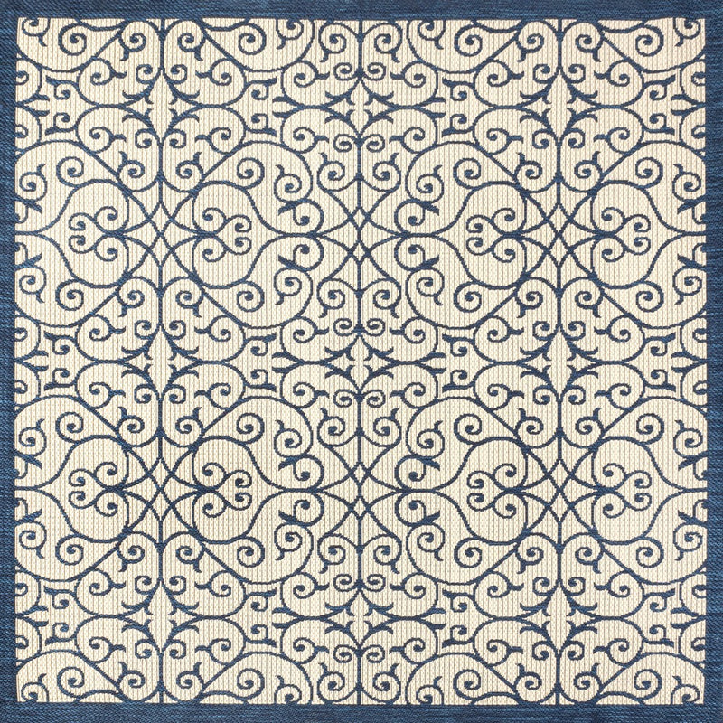 Madrid Vintage Filigree Textured Weave Indoor/outdoor Square Rug