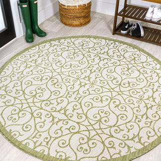 Madrid Vintage Filigree Textured Weave Indoor/outdoor Round Rug