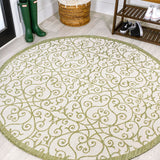 Madrid Vintage Filigree Textured Weave Indoor/outdoor Round Rug
