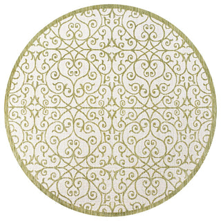 Madrid Vintage Filigree Textured Weave Indoor/outdoor Round Rug