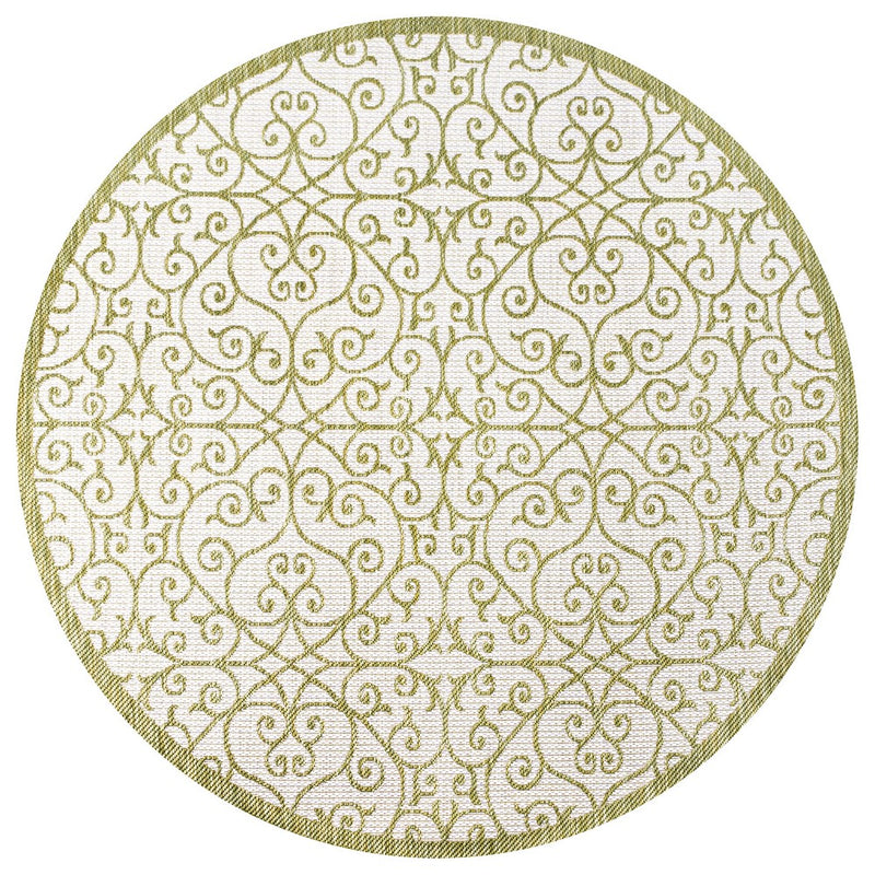 Madrid Vintage Filigree Textured Weave Indoor/outdoor Round Rug