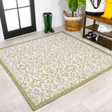 Madrid Vintage Filigree Textured Weave Indoor/outdoor Square Rug