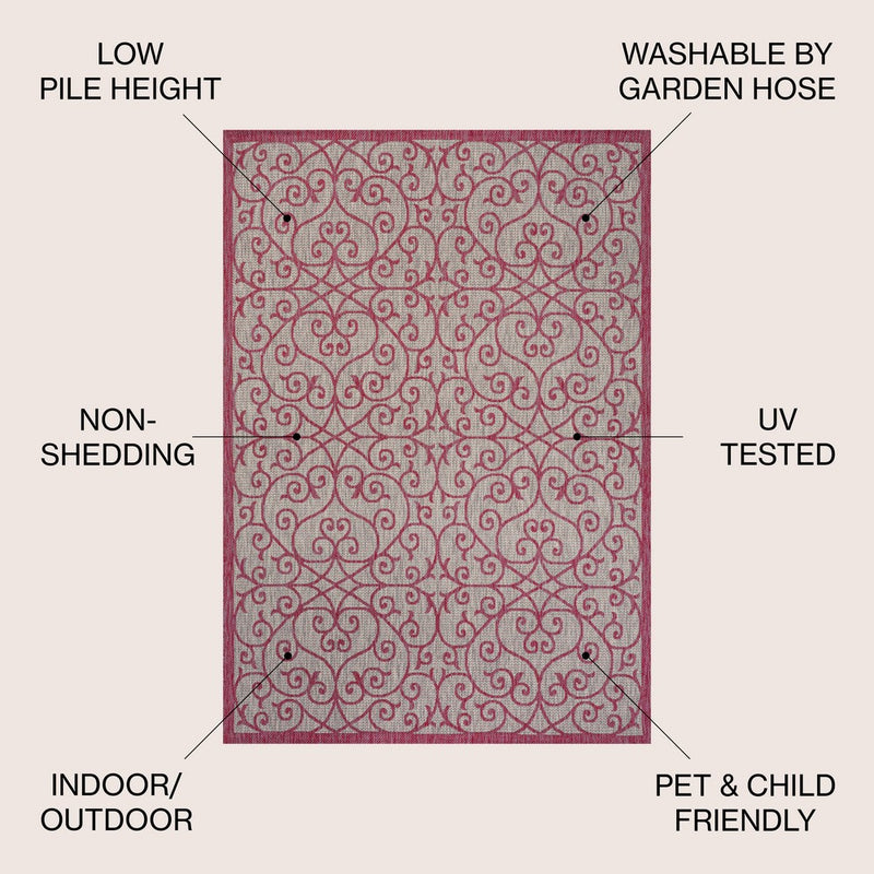 Madrid Vintage Filigree Textured Weave Indoor/outdoor Area Rug