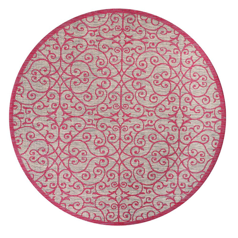 Madrid Vintage Filigree Textured Weave Indoor/outdoor Round Rug
