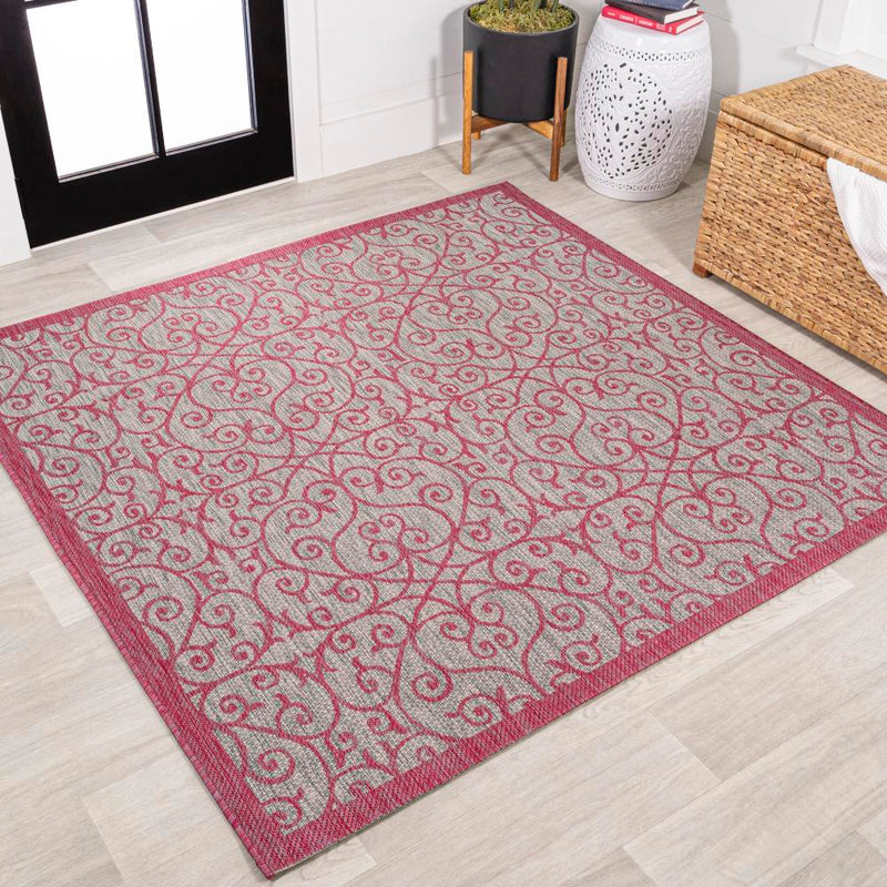 Madrid Vintage Filigree Textured Weave Indoor/outdoor Square Rug