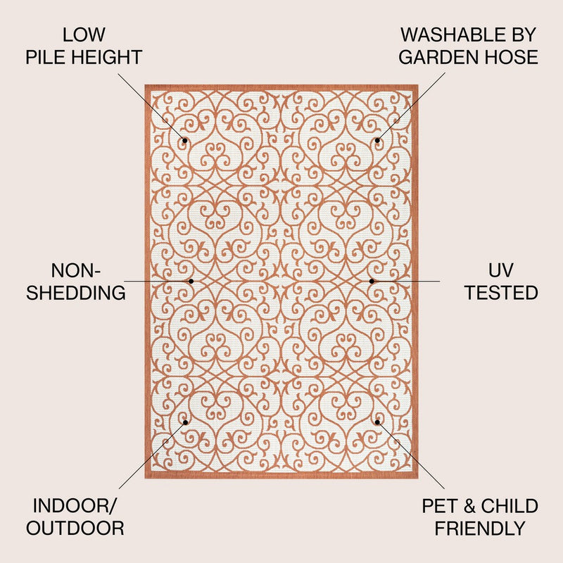 Madrid Vintage Filigree Textured Weave Indoor/outdoor Area Rug