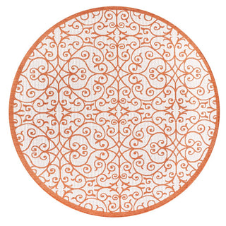 Madrid Vintage Filigree Textured Weave Indoor/outdoor Round Rug