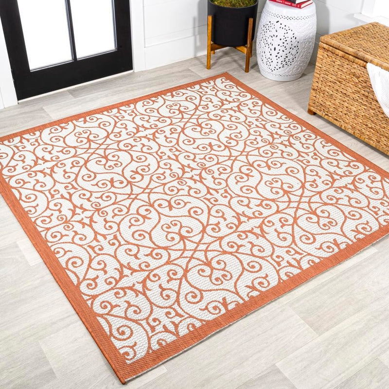 Madrid Vintage Filigree Textured Weave Indoor/outdoor Square Rug