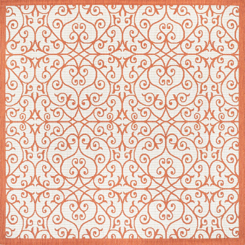 Madrid Vintage Filigree Textured Weave Indoor/outdoor Square Rug