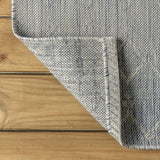 Ourika Moroccan Geometric Textured Weave Indoor/outdoor Runner Rug Light Gray/Navy / Runner / 2'2" X 8' – BACK