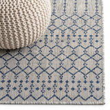 Ourika Moroccan Geometric Textured Weave Indoor/outdoor Runner Rug Light Gray/Navy / Runner / 2'2" X 8' – DETAIL
