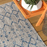 Ourika Moroccan Geometric Textured Weave Indoor/outdoor Square Rug