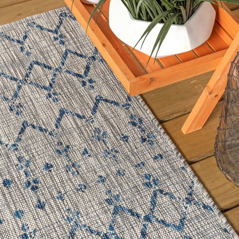 Ourika Moroccan Geometric Textured Weave Indoor/outdoor Square Rug