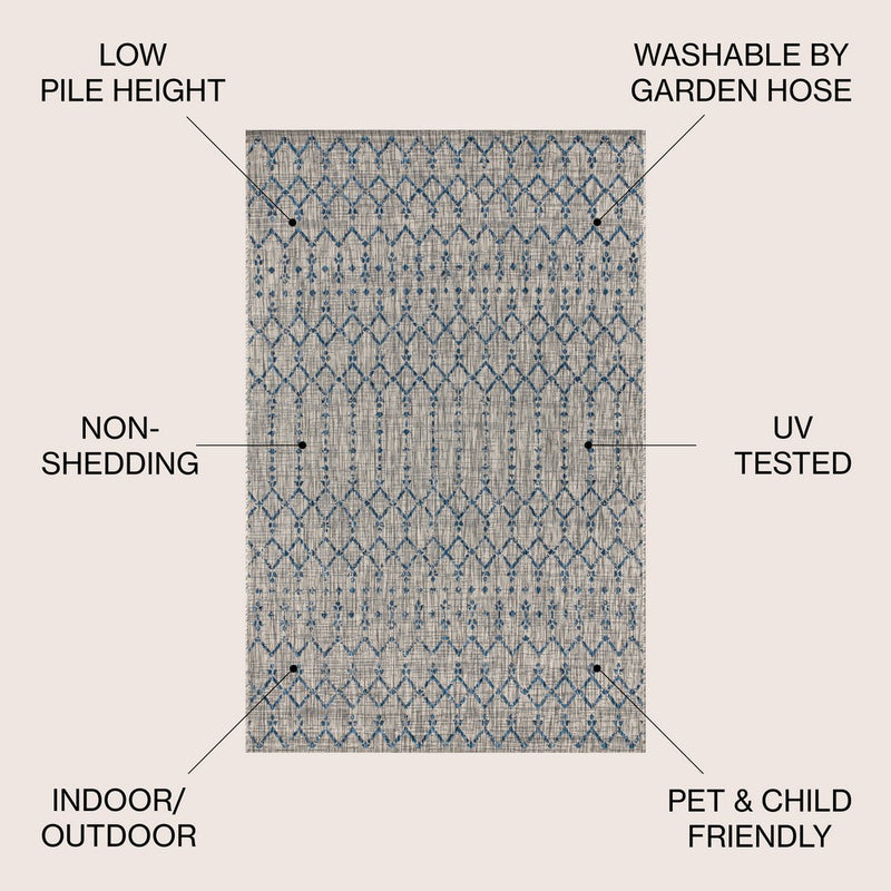 Ourika Moroccan Geometric Textured Weave Indoor/outdoor Area Rug