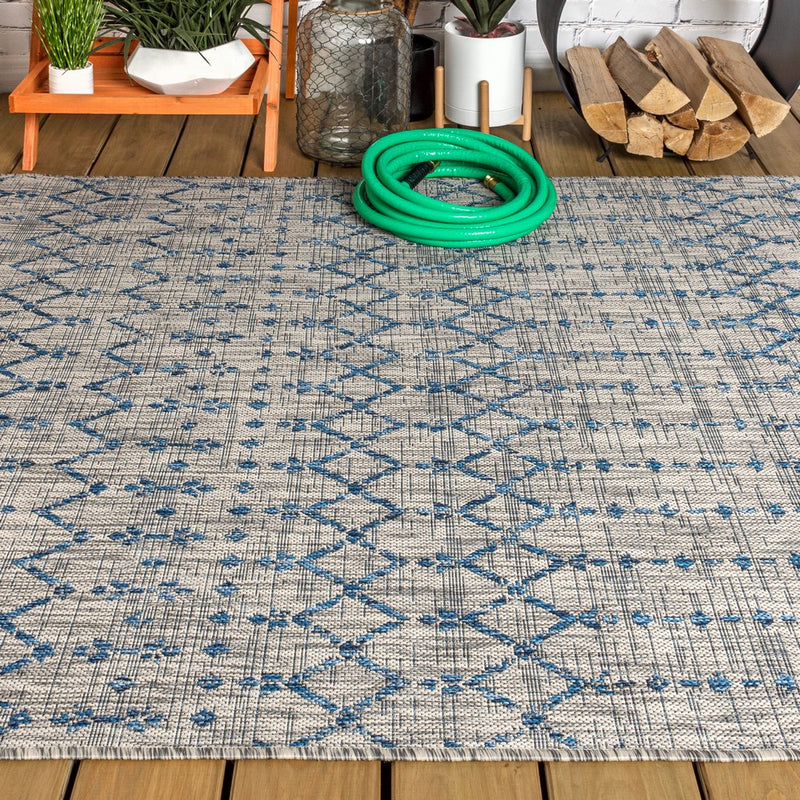 Ourika Moroccan Geometric Textured Weave Indoor/outdoor Area Rug