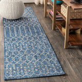 Ourika Moroccan Geometric Textured Weave Indoor/outdoor Runner Rug