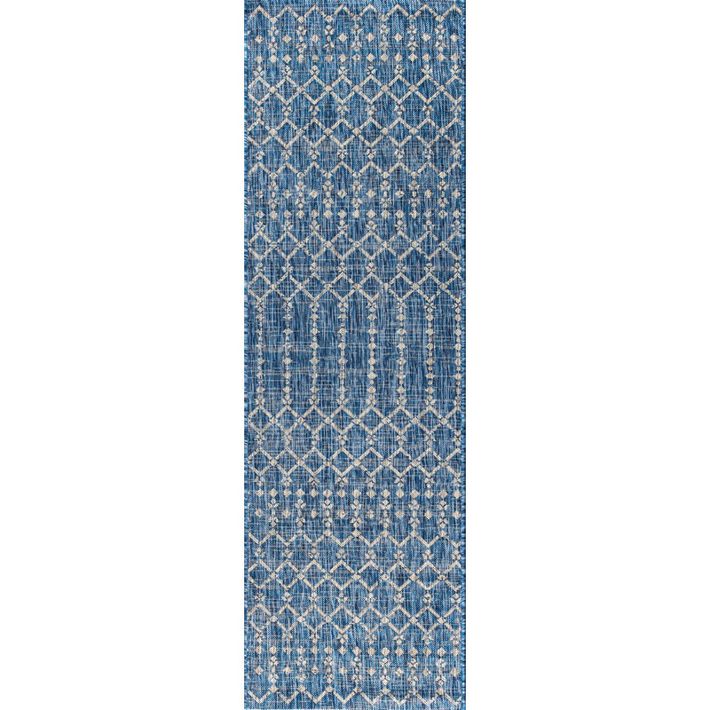 Ourika Moroccan Geometric Textured Weave Indoor/outdoor Runner Rug