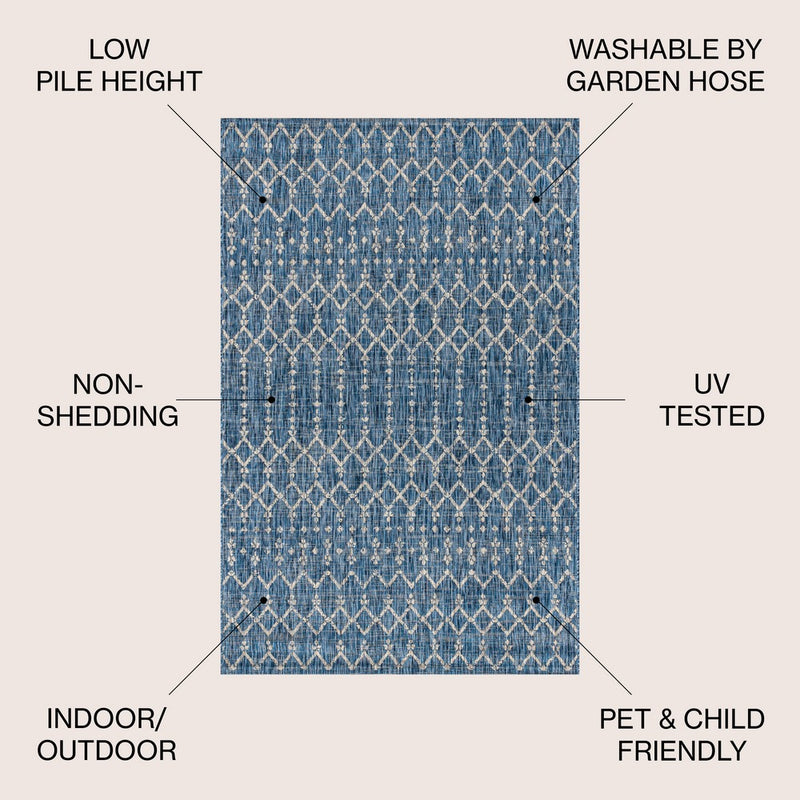 Ourika Moroccan Geometric Textured Weave Indoor/outdoor Area Rug