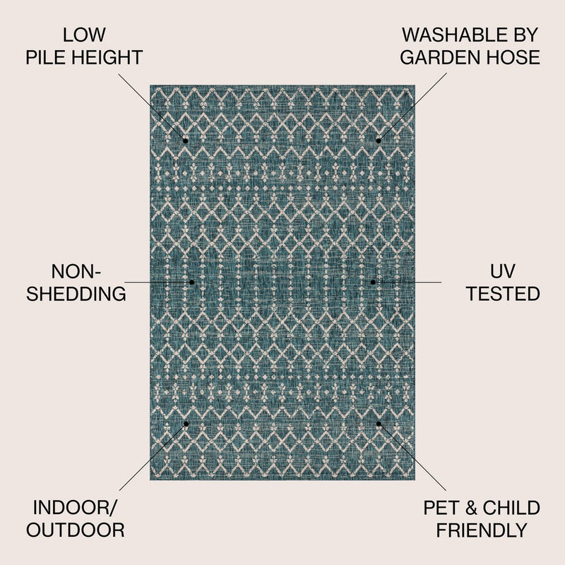 Ourika Moroccan Geometric Textured Weave Indoor/outdoor Area Rug