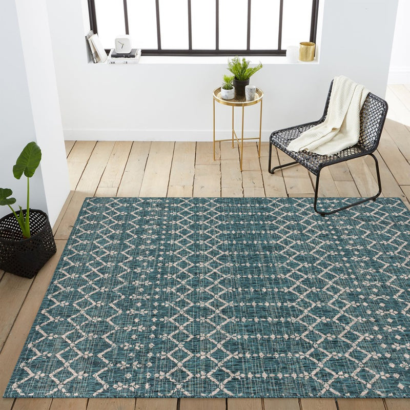 Ourika Moroccan Geometric Textured Weave Indoor/outdoor Area Rug