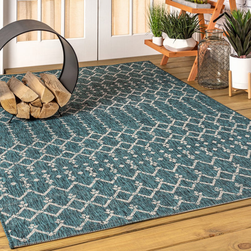 Ourika Moroccan Geometric Textured Weave Indoor/outdoor Area Rug
