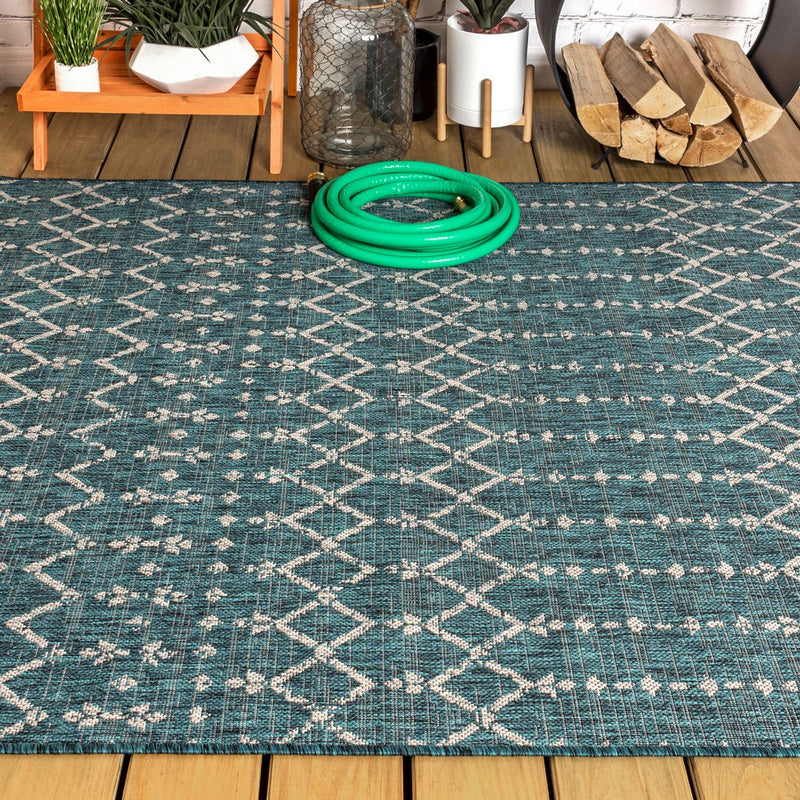 Ourika Moroccan Geometric Textured Weave Indoor/outdoor Area Rug