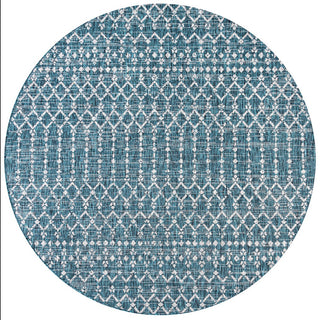 Ourika Moroccan Geometric Textured Weave Indoor/outdoor Round Rug