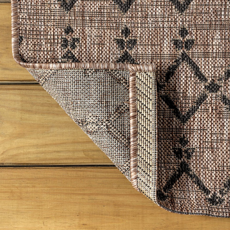 Ourika Moroccan Geometric Textured Weave Indoor/outdoor Square Rug