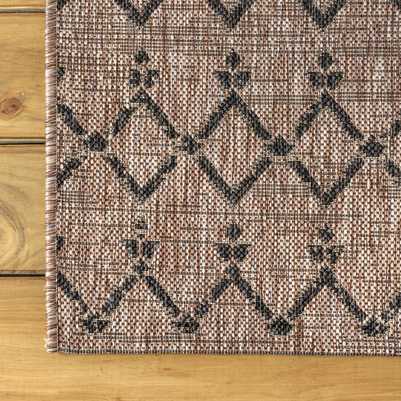 Ourika Moroccan Geometric Textured Weave Indoor/outdoor Square Rug