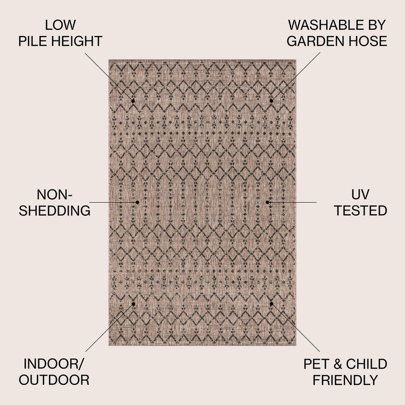 Ourika Moroccan Geometric Textured Weave Indoor/outdoor Area Rug
