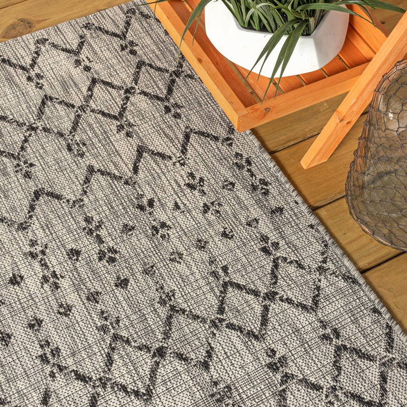 Ourika Moroccan Geometric Textured Weave Indoor/outdoor Area Rug