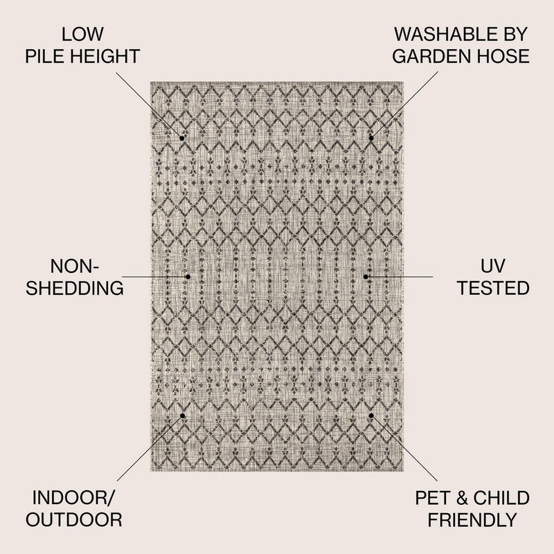 Ourika Moroccan Geometric Textured Weave Indoor/outdoor Area Rug