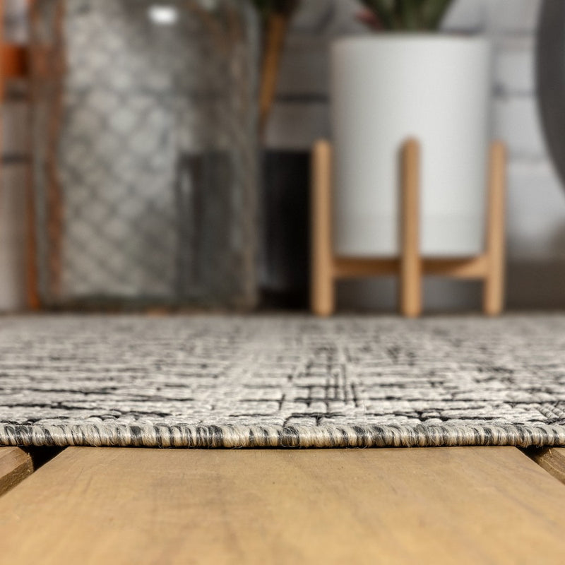 Ourika Moroccan Geometric Textured Weave Indoor/outdoor Square Rug