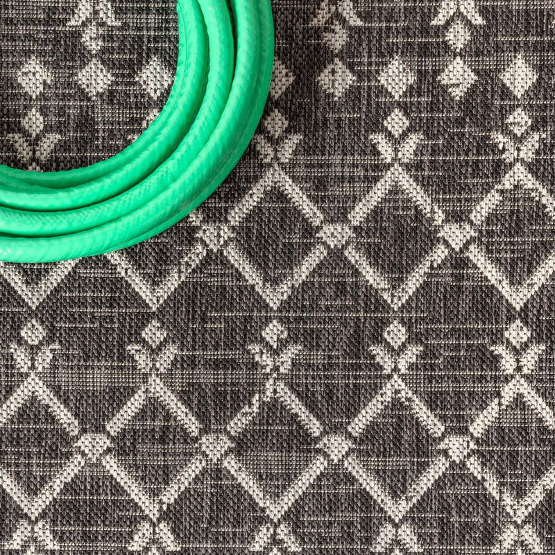 Ourika Moroccan Geometric Textured Weave Indoor/outdoor Square Rug