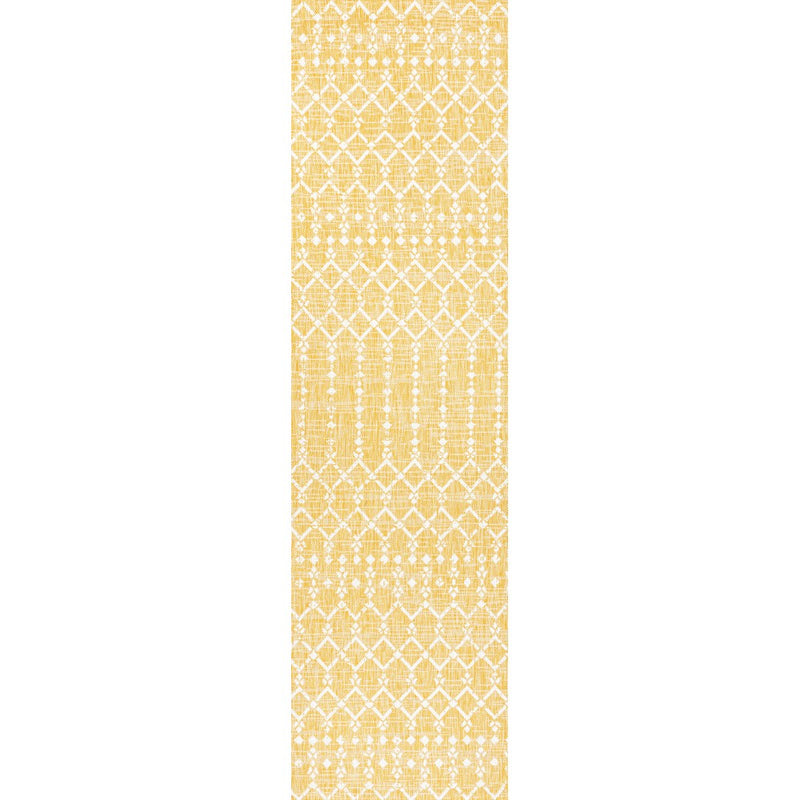 Ourika Moroccan Geometric Textured Weave Indoor/outdoor Runner Rug